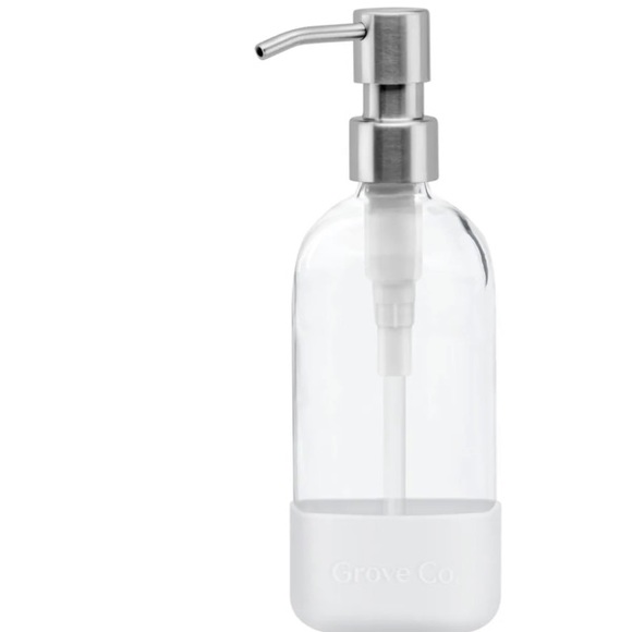 Grove Co. Other - Grove Co. glass dish soap dispenser with square base and white silicone glove